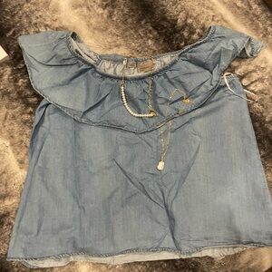 Women's Blue Off-Shoulder Top